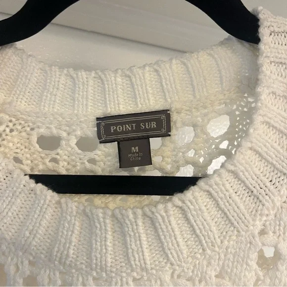 Point Sur (J. Crew) - Open-Knit Crochet Crewneck Sweater - size M - white - Picture 5 of 5